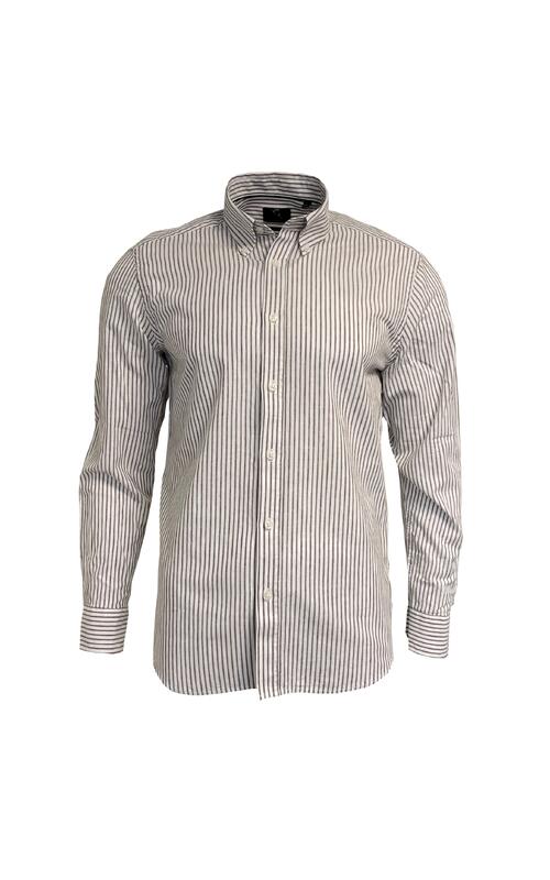Serafino Shirt LS Brown Stripe L 